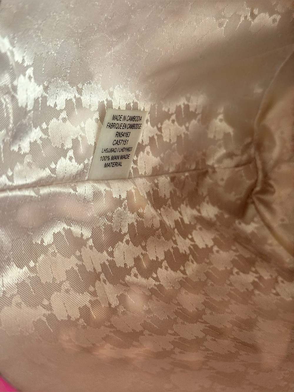 Karl Lagerfeld Beige and Cream Striped Bucket Bag with Pink Trim - Picture 8 of 9